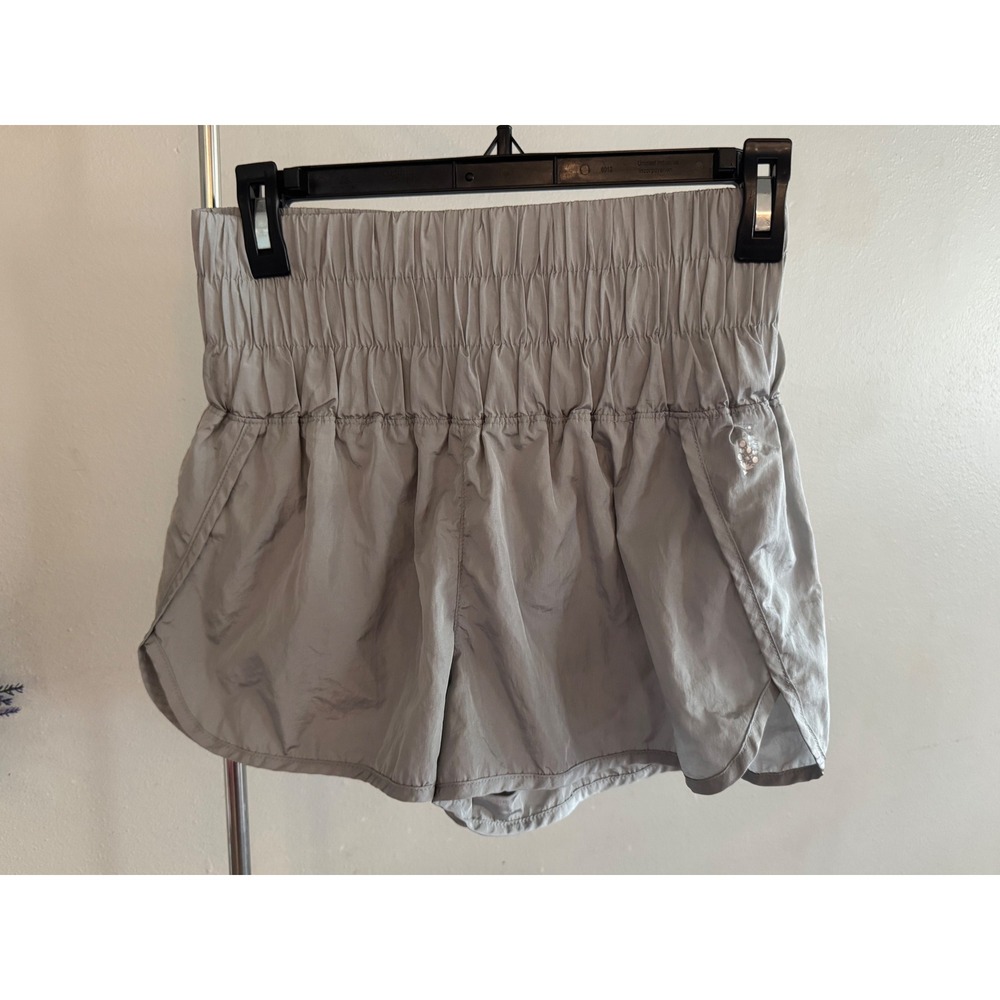 Free People Movement The Way Home Shorts Grey High Waisted Smocked Athletic S